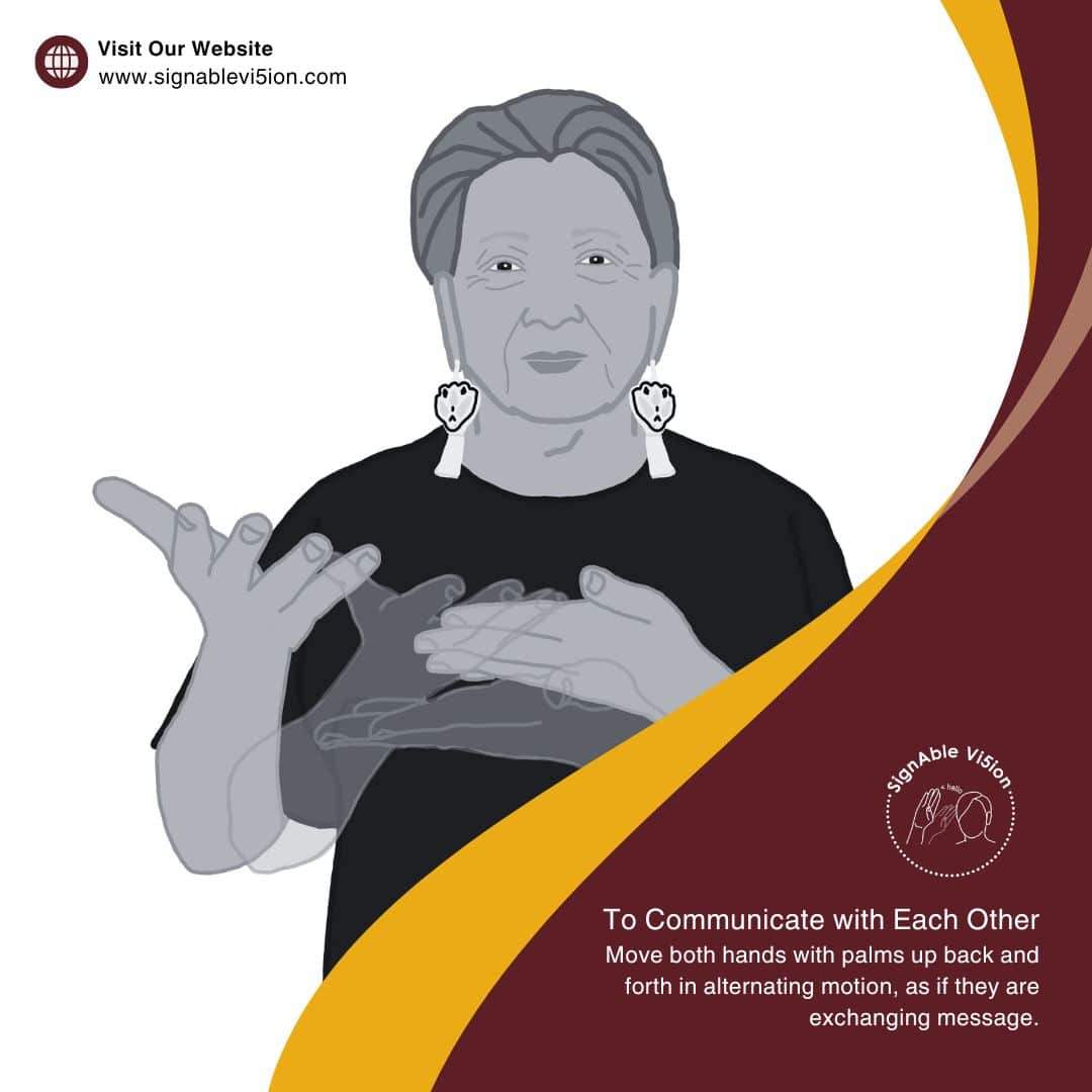 Illustration of Marsha Ireland signing communication with each other